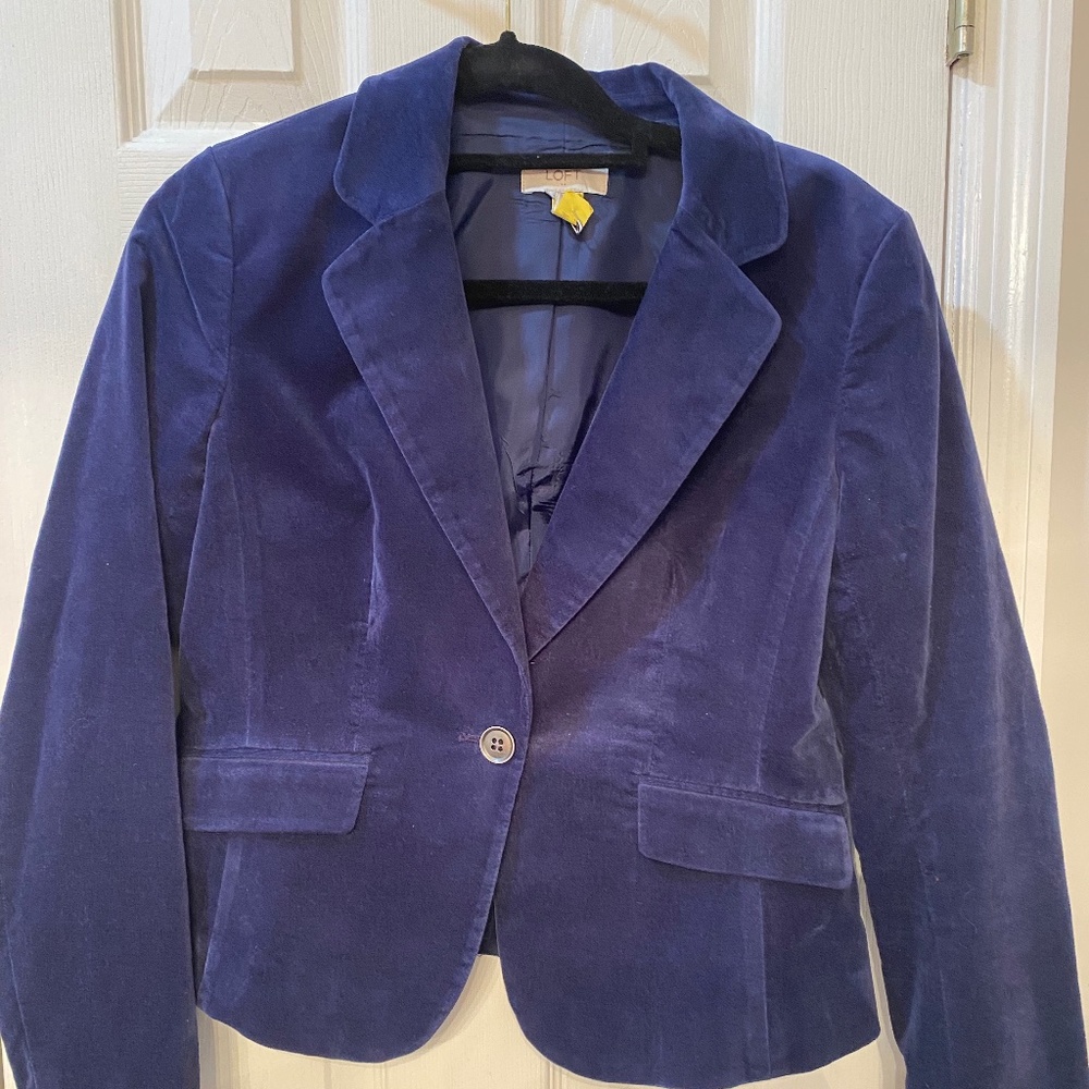 Ann Taylor Loft Blue Velvet Blazer
